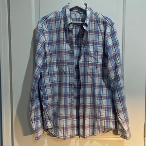 Sun washed Oxford long sleeve plaid shirt